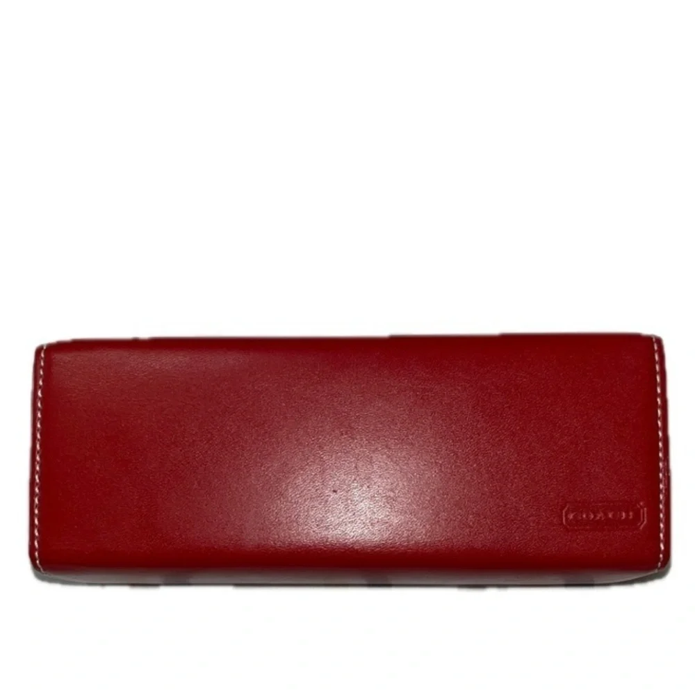Coach Hardshell Button Snap Leather Eyeglass Case, Red *Glasses NOT included